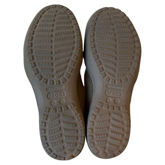 CROCS CELESTE Mary Jane Size 7 Brown Criss Cross Strap Mary Jane Slip On Shoes - Picture 4 of 14